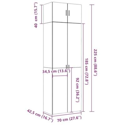 Opbergkast 70x42,5x225 cm bewerkt hout betongrijs