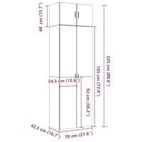 Opbergkast 70x42,5x225 cm bewerkt hout betongrijs - thumbnail