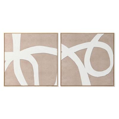 Schilderij Home ESPRIT Wit Beige Abstract 103 x 4,3 x 103 cm (2 Stuks)