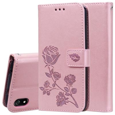 Rose reliëf horizontale Flip PU lederen draagtas met houder & kaartsleuven & portemonnee voor Xiaomi Redmi 7A (Rose goud) Rose reliëf horizontale Flip PU lederen draagtas met houder & kaartsleuven & portemonnee voor Xiaomi Redmi 7A (Rose goud)
