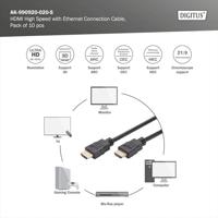 Digitus AK-990920-020-S HDMI-kabel HDMI Aansluitkabel HDMI-A-stekker, HDMI-A-stekker 2.00 m Zwart 4K UHD, Audio Return Channel (ARC) - thumbnail