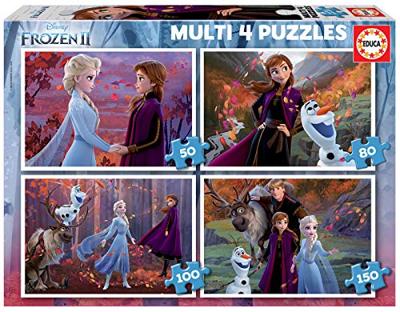 Set met 4 puzzels van 50 tot 150 stukjes Disney® Frozen 2 EDUCA roze Set met 4 puzzels van 50 tot 150 stukjes Disney® Frozen 2 EDUCA roze
