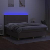 Boxspring met matras en LED stof taupe 180x200 cm - thumbnail