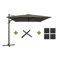 Monaco III Flex l300b300cm Grijs met Kruisvoet en Parasolvoettegels - thumbnail