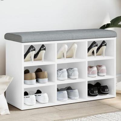 Schoenenbank Wit 82x32x50 cm Bewerkt Hout