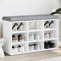 Schoenenbank Wit 82x32x50 cm Bewerkt Hout - thumbnail