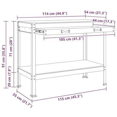 Werkbanken met lade Zwart 81 x 41 x 145 cm Bewerkt hout Werkbanken met lade Zwart 81 x 41 x 145 cm Bewerkt hout