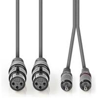 Nedis COTH15230GY15 Xlr-audiokabel 2x Xlr 3-pins Female - 2x Rca Male 1,5 M Grijs - thumbnail