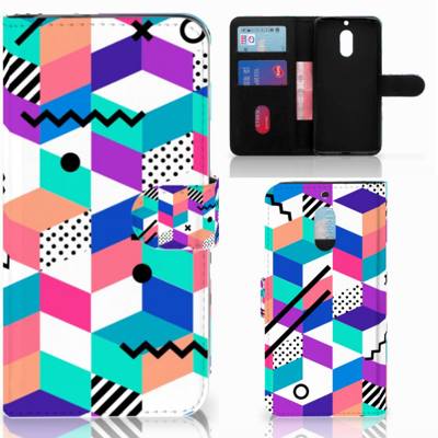 Nokia 6 Bookcase Blokken Kleurrijk Nokia 6 Bookcase Blokken Kleurrijk