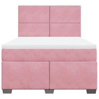 Boxspring met matras fluweel roze 160x200 cm - thumbnail