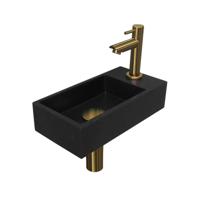 INK - Fonteinpack Quartz Rechts incl. Fonteinkraan - Design Sifon - Design Plug en Montageset - 360x180x90 Mm - Quartz Zwart/mat Goud - thumbnail