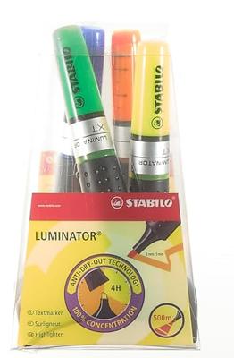 STABILO LUMINATOR markeerstift, deskset van 4 stuks in geassorteerde kleuren STABILO LUMINATOR markeerstift, deskset van 4 stuks in geassorteerde kleuren