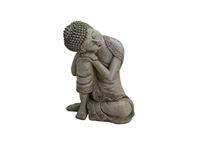 Boeddha zittend in grijs van poly, B14 x H20 cm - thumbnail