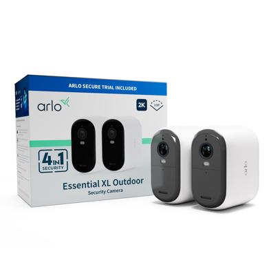 Arlo Essential 2 XL Überwachungskamera Aussen WLAN, Bis Zu 2 Jahre Schutz, Kabellos, 2K HD Video, Farbnachtsicht, Licht, Bewegungsmelder, Sirene, 2-Wege Audio + Arlo Secure Plan Testzeitraum, Weiß