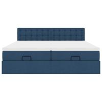 Ottoman bed met matrassen 180x200cm stof blauw - thumbnail