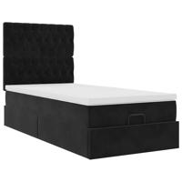 Ottoman bed met matrassen 100x200cm fluweel zwart - thumbnail
