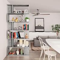 Boekenkast / kamerscherm 80x24x192 cm bewerkt hout betongrijs - thumbnail