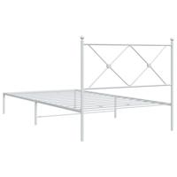 Bedframe met hoofdbord metaal wit 100x190 cm - thumbnail