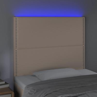 Hoofdbord LED 180x5x118/128 cm kunstleer cappuccinokleurig - thumbnail