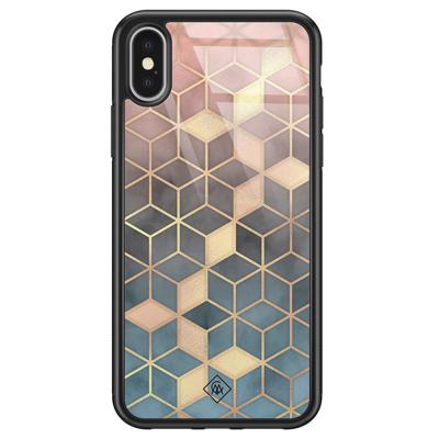 iPhone X/XS glazen hardcase - Cubes art