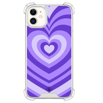 iPhone 11 siliconen shockproof hoesje - Hart swirl paars iPhone 11 siliconen shockproof hoesje - Hart swirl paars
