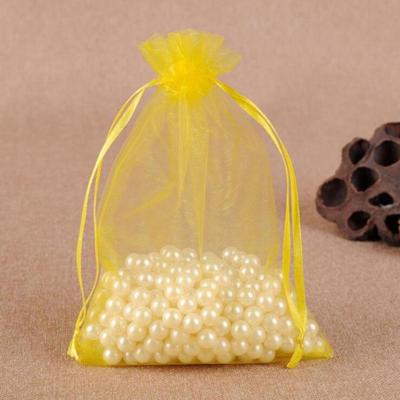 100 PCS geschenk zakken sieraden organza zakje bruiloft verjaardag partij drawable zakjes Gift Bag grootte: 10x15cm (geel)