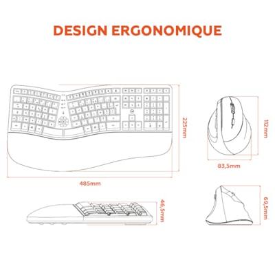 Draadloos toetsenbord en muisset - Ergonomisch - MOBILITY LAB - C30W - Zwart