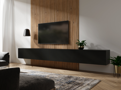 Tv-meubel KINGSTON 2 klapdeuren 245 cm mat zwart Tv-meubel KINGSTON 2 klapdeuren 245 cm mat zwart