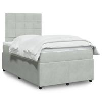 Boxspring met matras fluweel lichtgrijs 120x190 cm - thumbnail