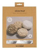 Creativ Company Siliconen vormen, cirkel met bloemmotief , l: 6,8 cm, b: 2,3 cm, 4 stuk/ 1 doos - thumbnail