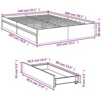 Bedframe met lades bewerkt hout sonoma eikenkleurig 140x200 cm - thumbnail