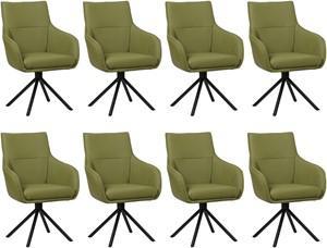 Set van 8 Groene leren industriële draaibare eetkamerstoelen Fancy - Toledo Leer Apple Green (groen leer)