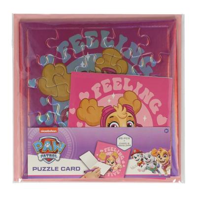 Paw Patrol Legpuzzel kaart roze kaart en envelop