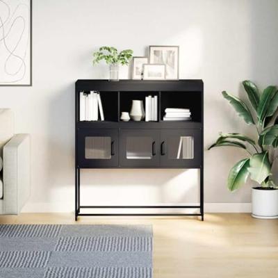 Dressoir 100,5x39x107 cm koudgewalst staal zwart