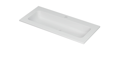 INK Aspekt Wastafel Porselein Centraal met 1 Kraangat - 1000x450x15 mm - Mat Wit