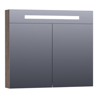 Brauer Promise Deluxe Spiegelkast - 80 cm - met Directe Verlichting - 2 Dubbelzijdige Spiegeldeuren - Grove