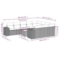 11-delige Loungeset met kussens poly rattan zwart - thumbnail