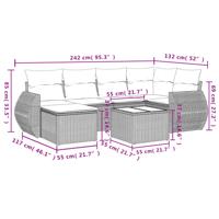 7-delige Loungeset met kussens poly rattan beige - thumbnail