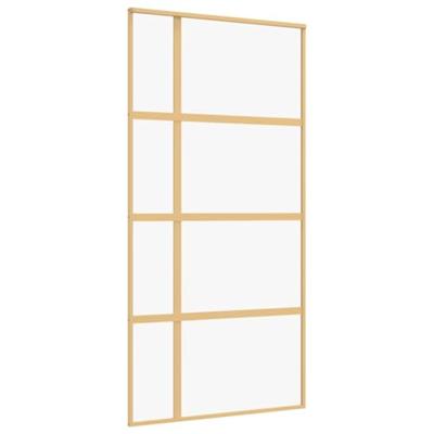 VidaXL Schuifdeur 102,5x205 cm helder esg-glas en aluminium goudkleur