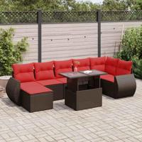 8-delige Loungeset met kussens poly rattan acacia bruin - thumbnail