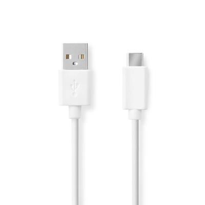USB-Kabel | USB 2.0 | USB-A Male | USB-C Male | 480 Mbps | Vernikkeld | 2.00 m | Rond | PVC | Wit - thumbnail