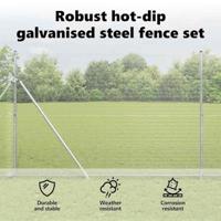 VidaXL Afrasteringspaal zilver 10 x 1,6 m (12 x 12 mm gaas) staal - thumbnail