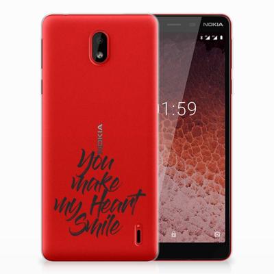 Nokia 1 Plus | Siliconen hoesje | met naam Heart Smile Nokia 1 Plus | Siliconen hoesje | met naam Heart Smile