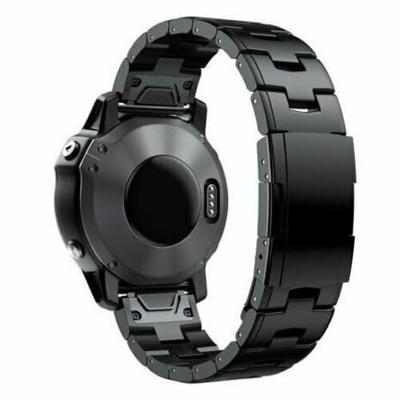 By Qubix - Titanium schakelband - Zwart - Compatible met Garmin Descent G2 - Compatible Garmin bandje - Bandbreedte: 22mm