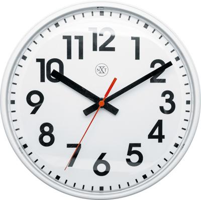 NeXtime NX-7308WI Wandklok NXT Diam. 26cm Kunststof Wit, Witte Wijzerplaat NeXtime NX-7308WI Wandklok NXT Diam. 26cm Kunststof Wit, Witte Wijzerplaat
