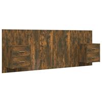 Hoofdbord met kastjes bewerkt hout gerookt eikenkleurig - thumbnail