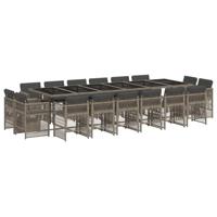 17-delige Tuinset met kussens poly rattan grijs - thumbnail