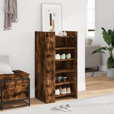 VidaXL Schoenenkast 52x37,5x100 cm bewerkt hout gerookt eikenkleurig VidaXL Schoenenkast 52x37,5x100 cm bewerkt hout gerookt eikenkleurig