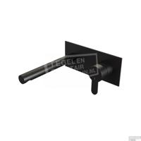 Brauer Black Edition Wastafelmengkraan inbouw - rechte uitloop links - hendel plat smal - afdekplaat - model D 1 - mat zwart 5-S-004-S4 - thumbnail