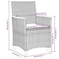 Tuinstoelen 2 st met kussens poly rattan en massief hout zwart - thumbnail